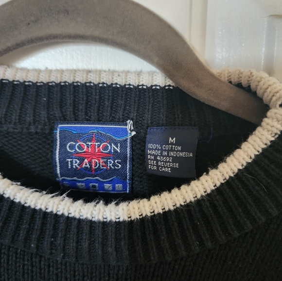 Vtg Cotton Traders Men's Pullover Sweater Golf Men’s Size M Black Embroidered - Picture 4 of 4